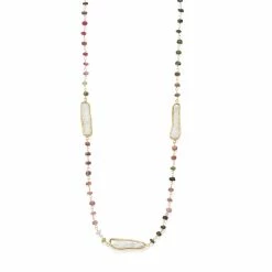 Cheapest ✨ Liv Oliver 👩 women 18k Gold Multi Tourmaline & Pearl Necklace 🔥
