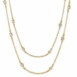 Discount ⌛ women Liv Oliver 18K Over Silver CZ Station Long Necklace 🔔