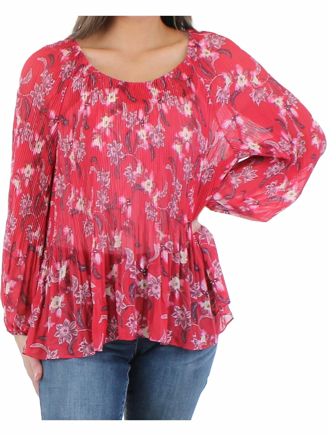 Promo ๐งจ Style & Co. ๐ฉ Womens Floral Print Ruffled Peasant Top ๐ฏ