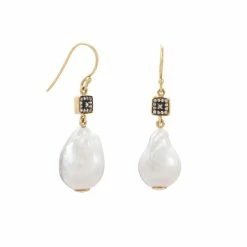 Promo 🧨 Liv Oliver 👩 women 18k Baroque Pearl Drop Earrings 😀