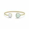 Hot Sale ⭐ Liv Oliver 👩 women 18k Gold Moonstone & Chalcedony Open Cuff Bangle 🥰