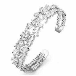 Wholesale 🔔 Liv Oliver 👩 women Silver Cz Cuff Bangle 🎁