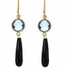 Deals ✨ Liv Oliver 👩 women 18k Blue Quartz & Onyx Earrings 🥰