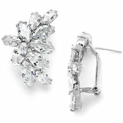 Top 10 ⭐ Liv Oliver 👩 women Silver Marquise Crystal Earrings 💯