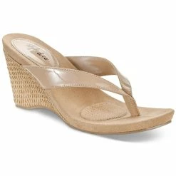 Coupon ❤️ Style & Co. Chicklet 👩 Womens Faux Leather Thong Wedge 🩴 Sandals 😉