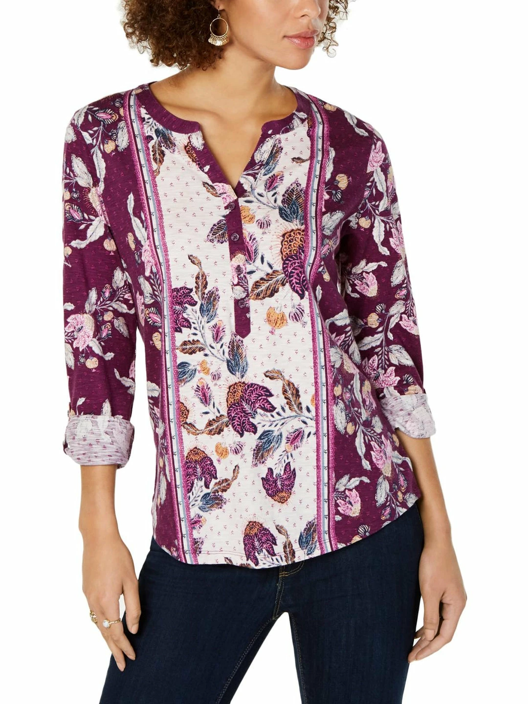 Top 10 🎉 Style & Co. 👩 Womens Floral Print Casual Henley Top 🔥