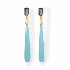 Flash Sale ⌛ Liv Oliver 👩 women 18k Blue Quartz & Blue Chalcedony Drop Earrings 🤩
