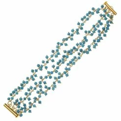 Promo 🌟 Liv Oliver 👩 women 18k Gold Multi Strand Turquoise Bracelet ⌛