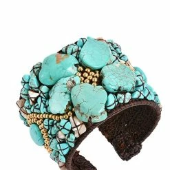 Best Sale 🤩 Liv Oliver 👩 women Turquoise Statement Cuff Bangle 🔔