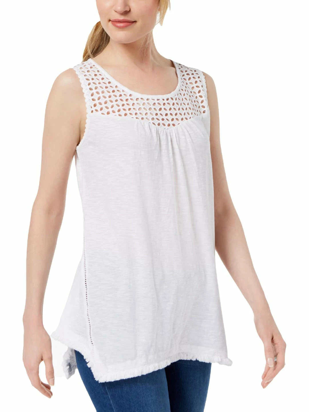 Budget 🤩 Style & Co. 👩 Womens Cotton Eyelet Tank Top ✔️
