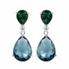 Best Sale 🧨 Liv Oliver 👩 women Silver Tear Drop Two Tone Gemstone Earrings 🛒