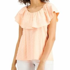Wholesale 🥰 Style & Co. 👩 Womens Ruffle Neckline Textured Blouse 😀