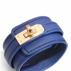 Discount 💯 Liv Oliver 👩 women 18k Gold Blue Leather Bracelet ✨