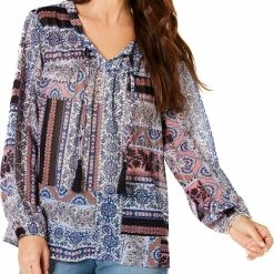 Promo ✨ Style & Co. 👩 Womens Tassel Neck Floral Blouse 💯