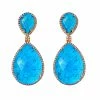 Budget ⌛ Liv Oliver 👩 women 18k Gold Plated Turquoise Double Pear Drop Earrings ⌛