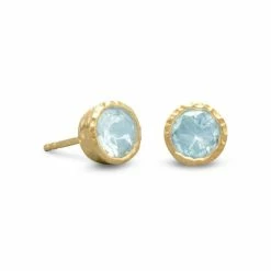 Coupon ✨ Liv Oliver 👩 women 18k Gold Blue Topaz Stud Earrings 😀