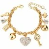 Outlet 😀 women Liv Oliver 18K Plated CZ Charm Love Bracelet 😍