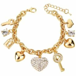 Outlet 😀 women Liv Oliver 18K Plated CZ Charm Love Bracelet 😍