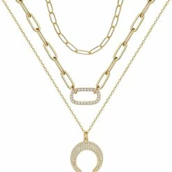 Outlet 👏 Liv Oliver 👩 women 18k Gold Multi Layer Embellished Necklace 🧨