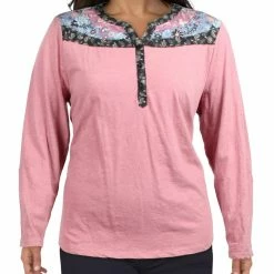 Budget ⭐ Style & Co. 👩 Womens Mixed Media Heathered Henley Top 😉