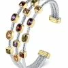 Top 10 🔔 Liv Oliver 👩 women 18k Gold & Silver Multi Gemstone Cuff Bangle 🎉