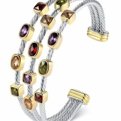 Top 10 🔔 Liv Oliver 👩 women 18k Gold & Silver Multi Gemstone Cuff Bangle 🎉
