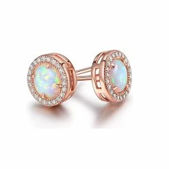 Discount 😍 Liv Oliver 👩 women 18k Rose Gold White Opal Stud Earrings 🎉