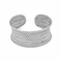 Deals 👏 Liv Oliver 👩 women Sterling Silver Woven Cuff Bracelet 😉