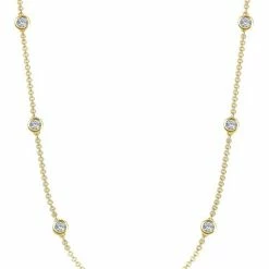 Best Pirce ❤️ Liv Oliver 👩 women 18k Gold Bezel Multi Cz Necklace 🥰
