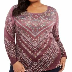 New 🎁 Style & Co. 👩 Womens Printed Long Sleeves Top 🌟