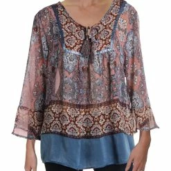 Discount ⭐ Style & Co. 👩 Womens Printed Tassel Peasant Top 🎁