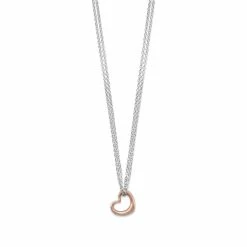 Budget ✨ Liv Oliver 👩 women 18k Rose Gold Plated & Sterling Silver Heart Necklace 🌟