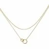 Budget ⭐ Liv Oliver 👩 women 18k Gold Double Ring Layer Necklace ❤️