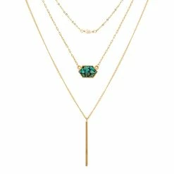 Flash Sale ❤️ Liv Oliver 👩 women 18k Gold Multi Layer Turquoise Necklace 😉