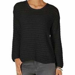 Buy 👏 Style & Co. 👩 Womens Crochet Ribbed Trim Pullover Sweater 🔔