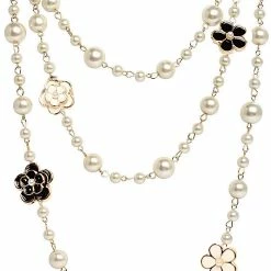 Wholesale 😍 Liv Oliver 👩 women 18k Gold Black & White Pearl Necklace 🛒
