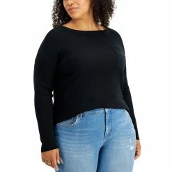 Promo 👍 Style & Co. Plus 👩 Womens Ribbed Knit Crewneck Pullover Sweater 🎉