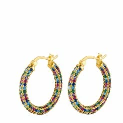 Cheap 🔥 Liv Oliver 👩 women 18k Gold Turquoise Hinged Hoop Earrings 🔥