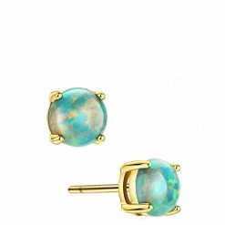 Budget 👏 Liv Oliver 👩 women 18k Gold Green Opal Stud Earrings 🤩