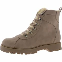 Promo 🔥 Style & Co. Morggan 👩 Womens Faux Leather Cold Weather Combat & Lace-up 🥾 Boots 🎉