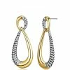 Budget 😍 Liv Oliver 👩 women 18k Gold Two Tone Textured Drop Earrings 🔔