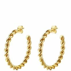 Budget ✨ Liv Oliver 👩 women 18k Gold Twist Hoop Earrings 👏