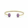 New 🎁 Liv Oliver 👩 women 18k Gold Amethyst Oval Open Cuff Bangle 😉