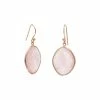 Wholesale 🌟 Liv Oliver 👩 women 18k Rose Gold Plated Rose Quartz Oval Drop Earrings 😍