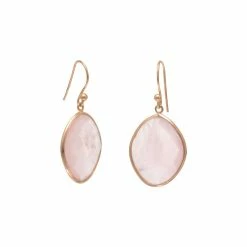 Wholesale 🌟 Liv Oliver 👩 women 18k Rose Gold Plated Rose Quartz Oval Drop Earrings 😍