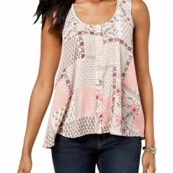 New 👏 Style & Co. 👩 Womens Printed Patchwork Button-Down Top ✨