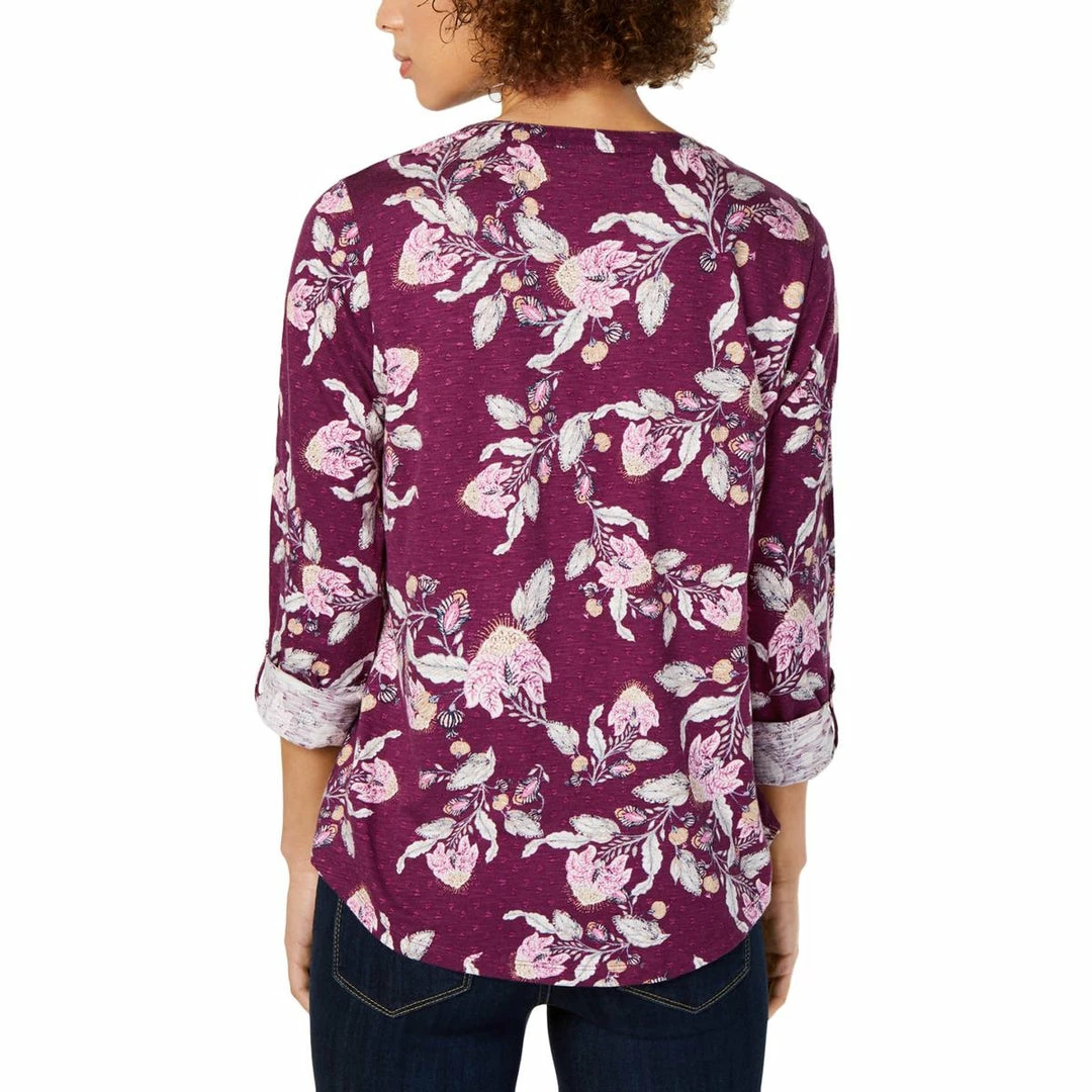 Top 10 🎉 Style & Co. 👩 Womens Floral Print Casual Henley Top 🔥 - Image 2