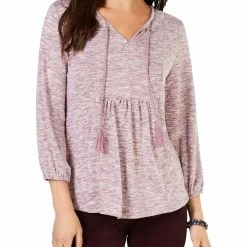 Coupon 👏 Style & Co. 👩 Womens Marled Tie Neck Pullover Top 🛒