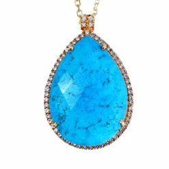 Wholesale 💯 Liv Oliver 👩 women 18k Gold Turquoise Embelished Pear Drop Necklace 😍