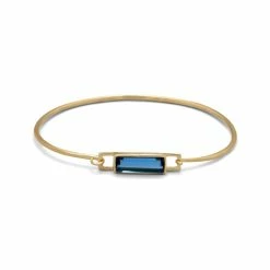 Brand new 💯 Liv Oliver 👩 women 18k Gold Blue Quartz Emerald Cut Bangle 😀